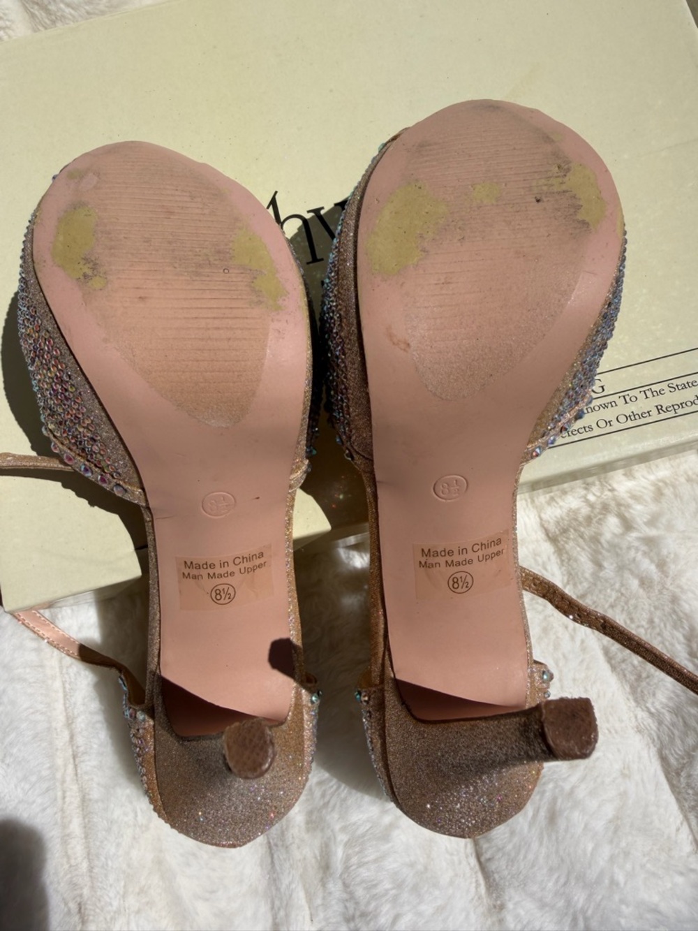 Size 8 Cathy Jean Rose Gold Crystal Platform Heels - Picture 4 of 4